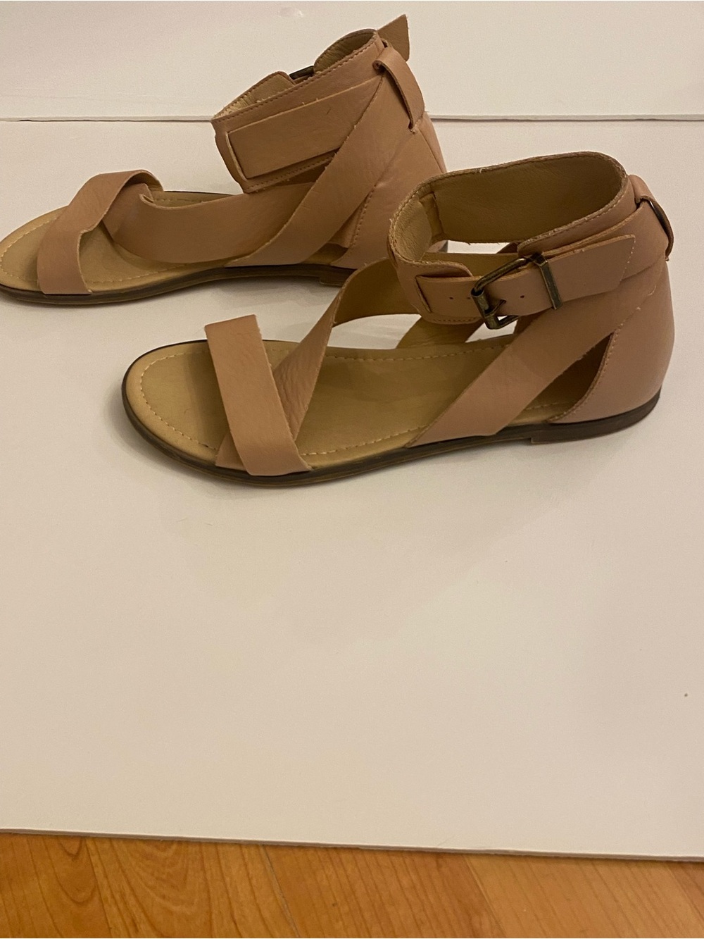 bohme Nude/Tan Crisscross Ankle Strap Sandals - Picture 2 of 4